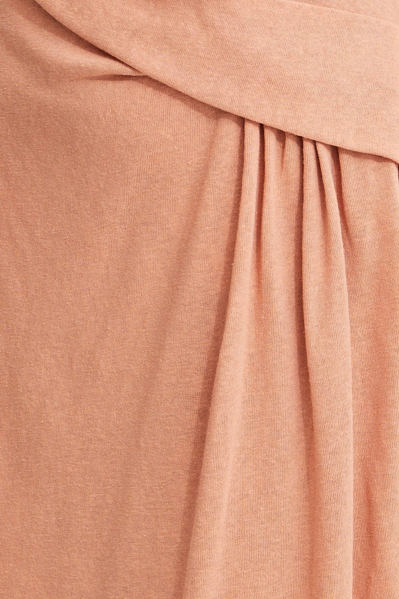 Orange Midi Dress Short Sleeve Round Neck - Image 6