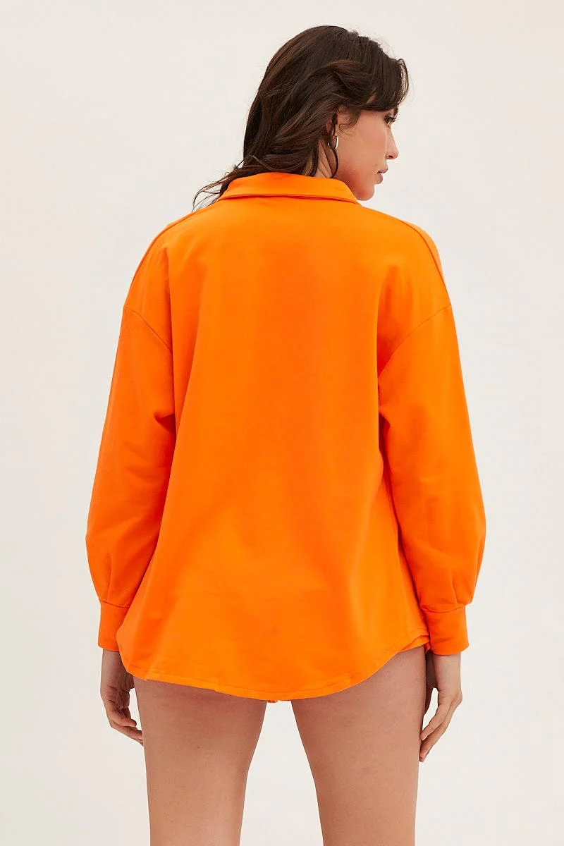 Orange Oversized Shirt Loungewear - Image 5