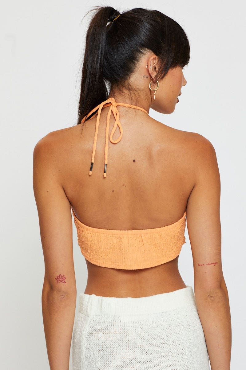Orange Scarf Crop Top Halter Neck - Image 5