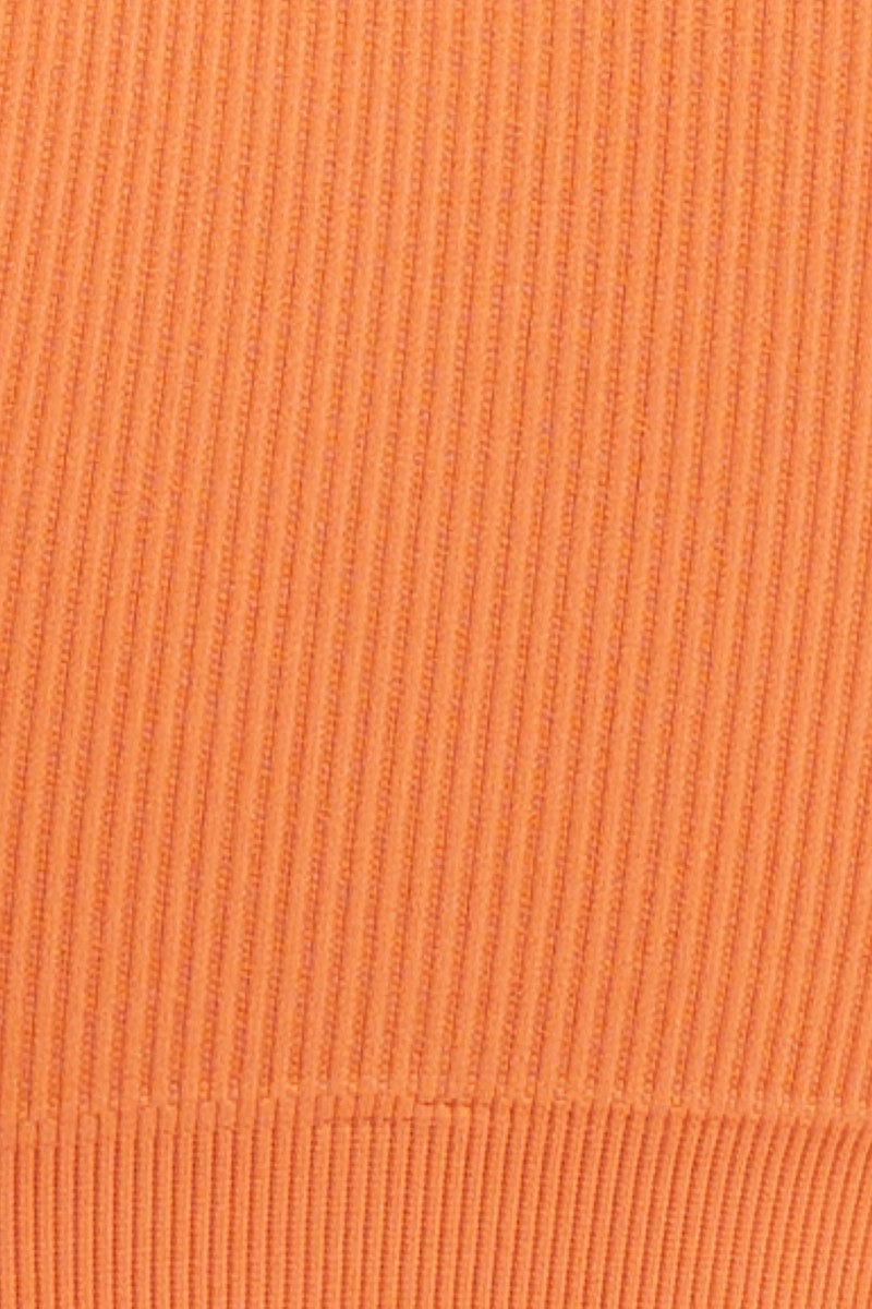Orange Seamless Activewear V Neck Singlet Top - Image 6