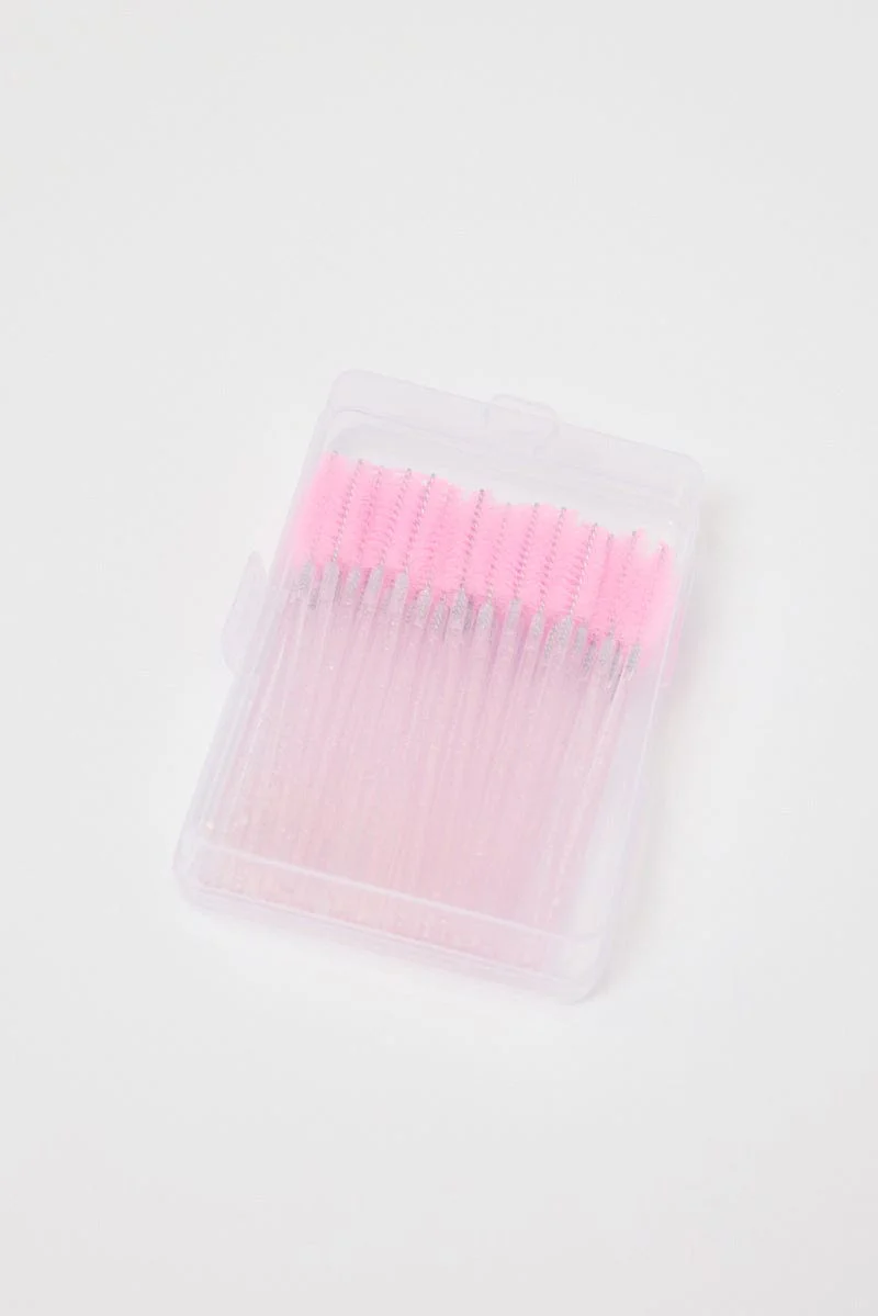 Pink 50 Pk Eyelash Cur Disposable Eyelash Brush - Image 3