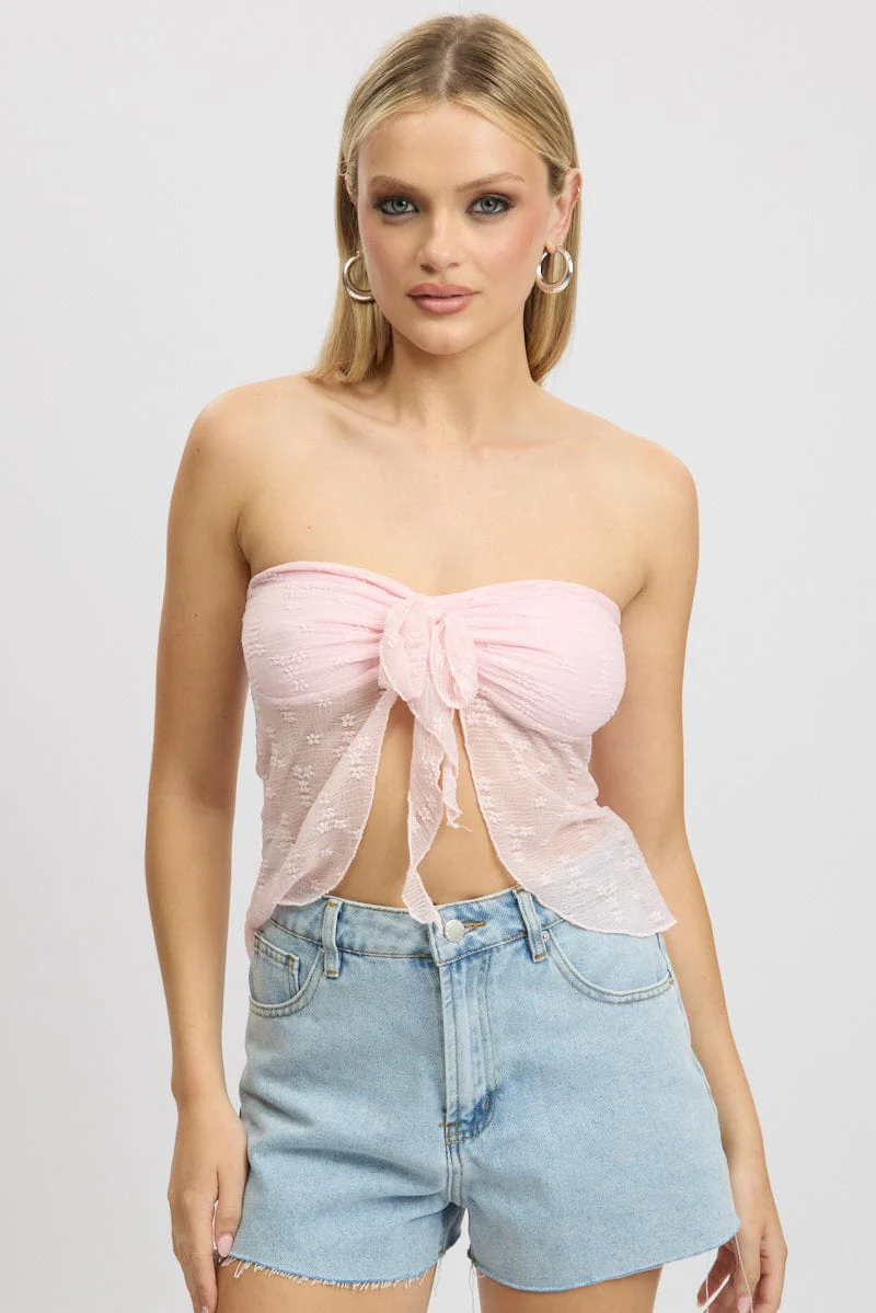 Pink Bandeau Top Lace - Image 3