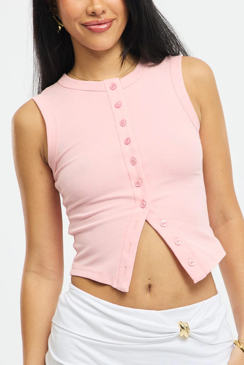 Pink Button Front Top - Image 5
