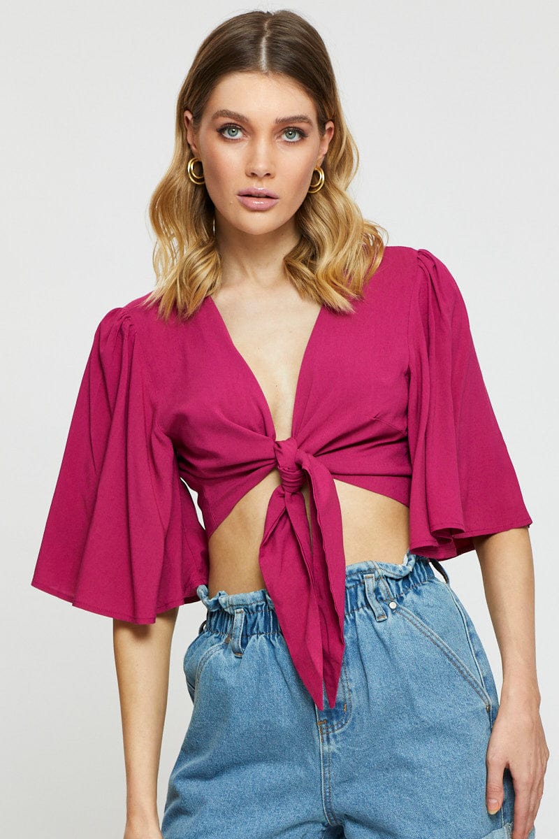 Pink Crop Bolero Short Sleeve - Image 3