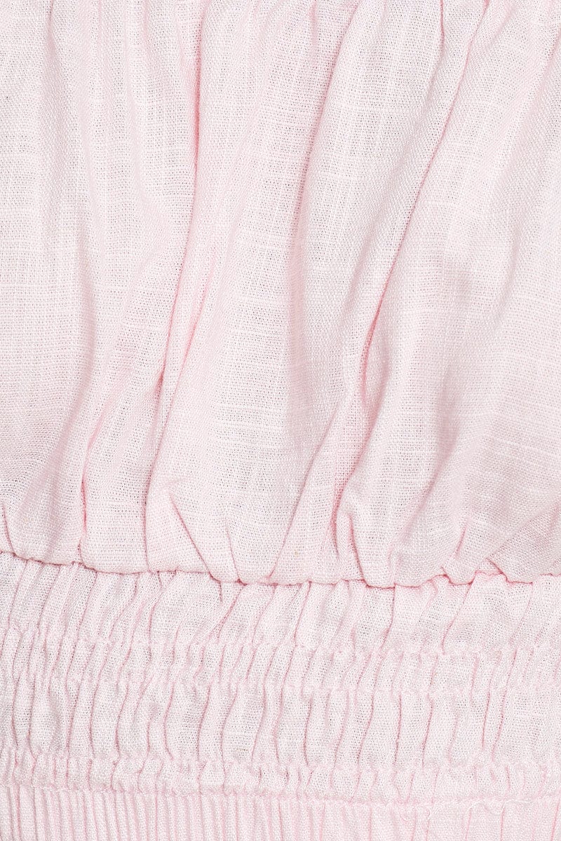 Pink Crop Top Short Sleeve Gathered Bust - Image 6