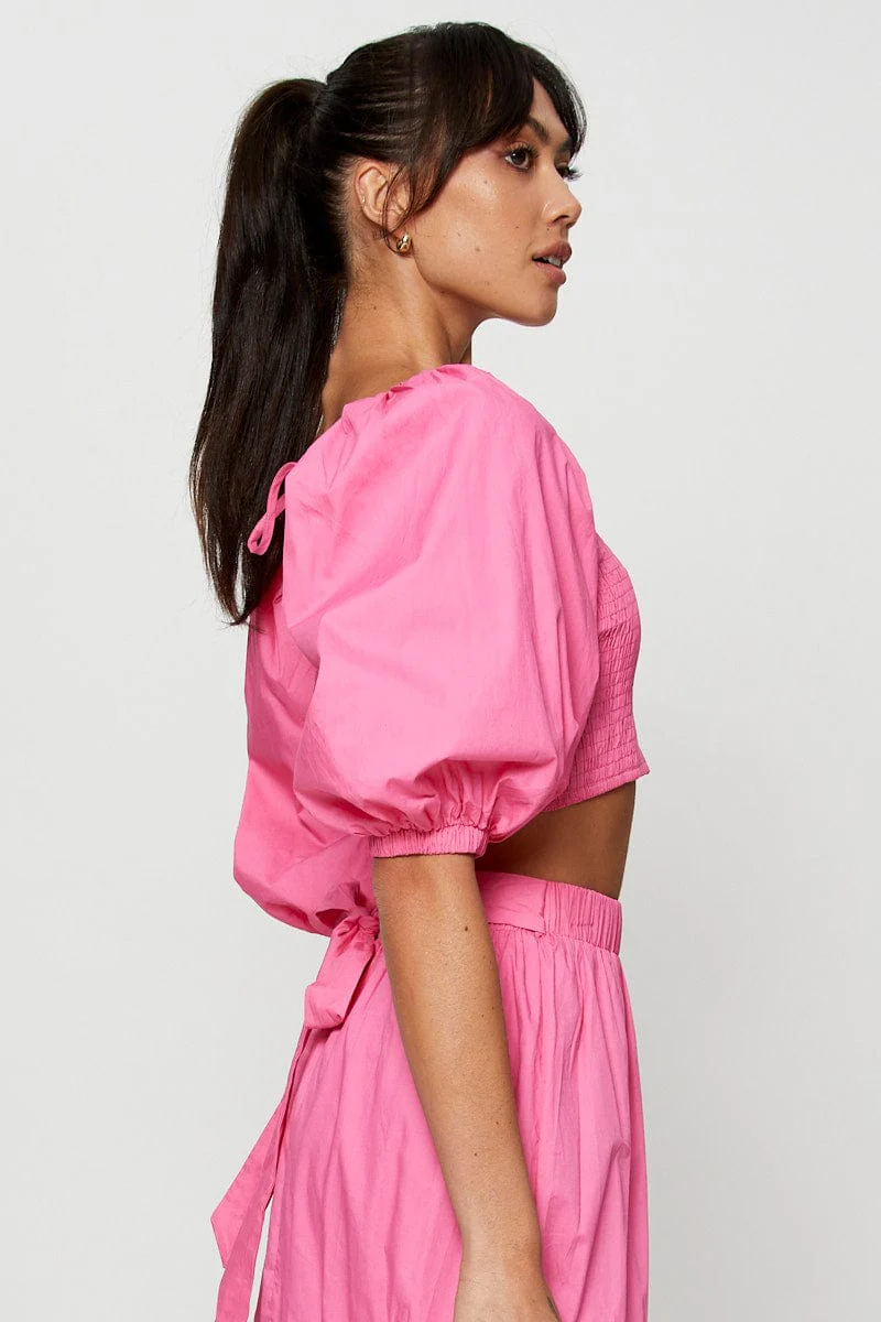 Pink Crop Top Short Sleeve - Image 4