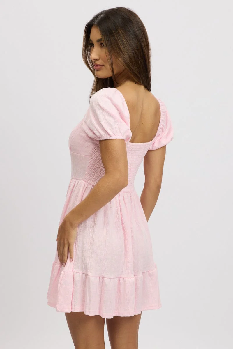 Pink Fit And Flare Dress Mini Lace - Image 5