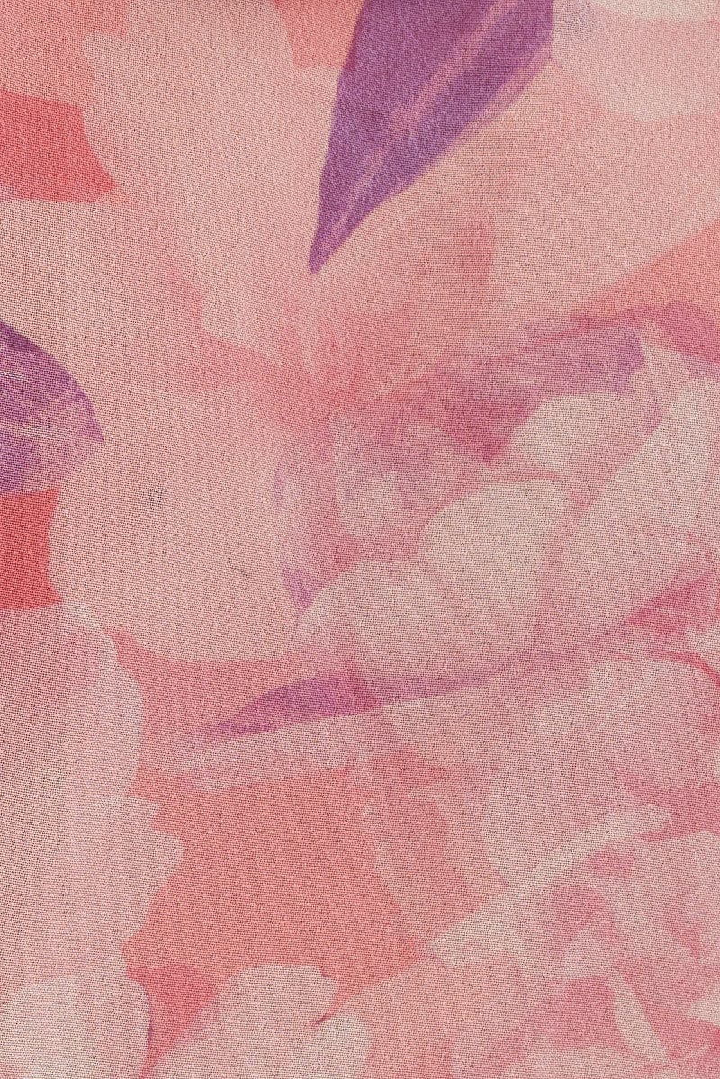 Pink Floral Bolero Flare Long Sleeve V Neck Floral Chiffon - Image 6