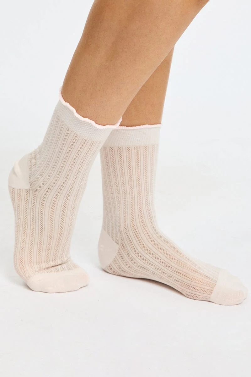 Pink Frill Edge Socks - Image 2
