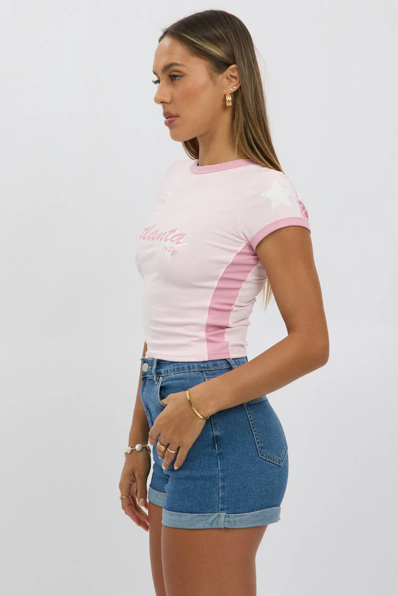 Pink Graphic Tee Short Sleeve - Image 4