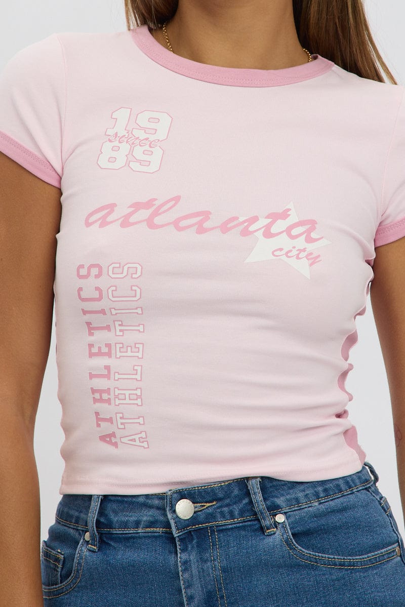 Pink Graphic Tee Short Sleeve - Image 6