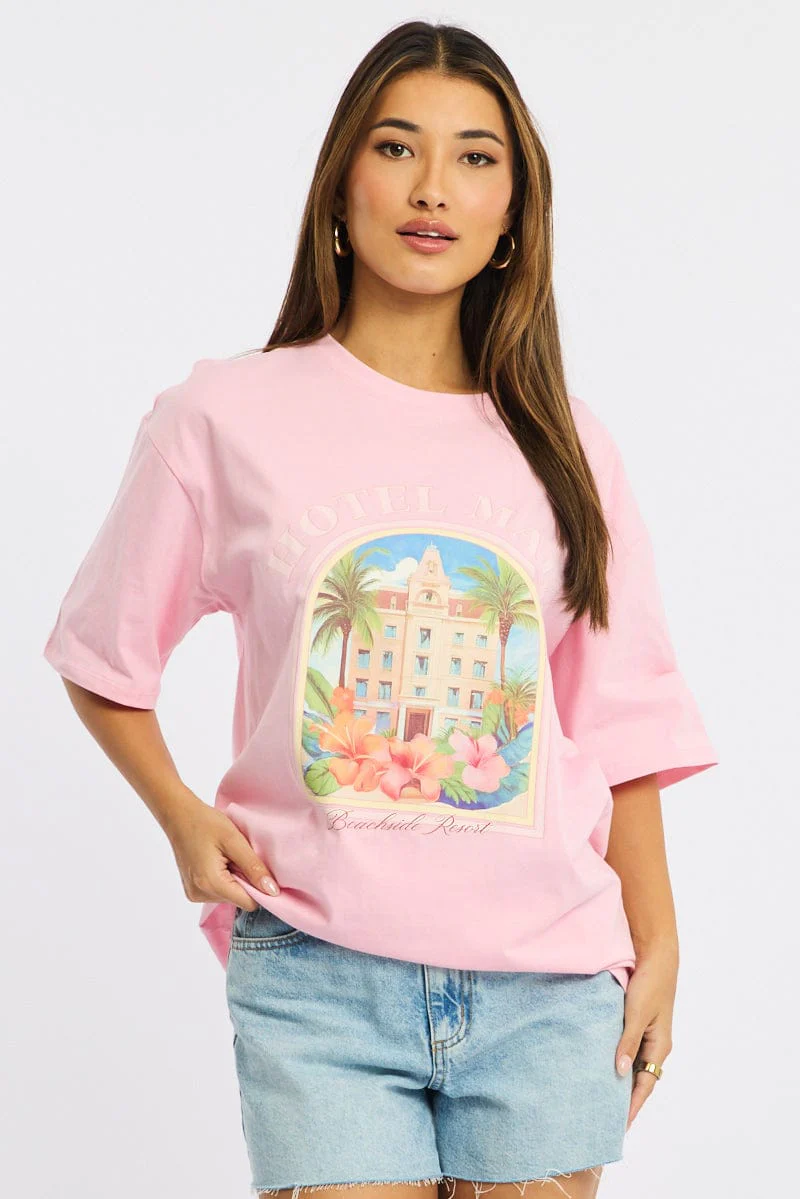 Pink Graphic Tee Short Sleeve