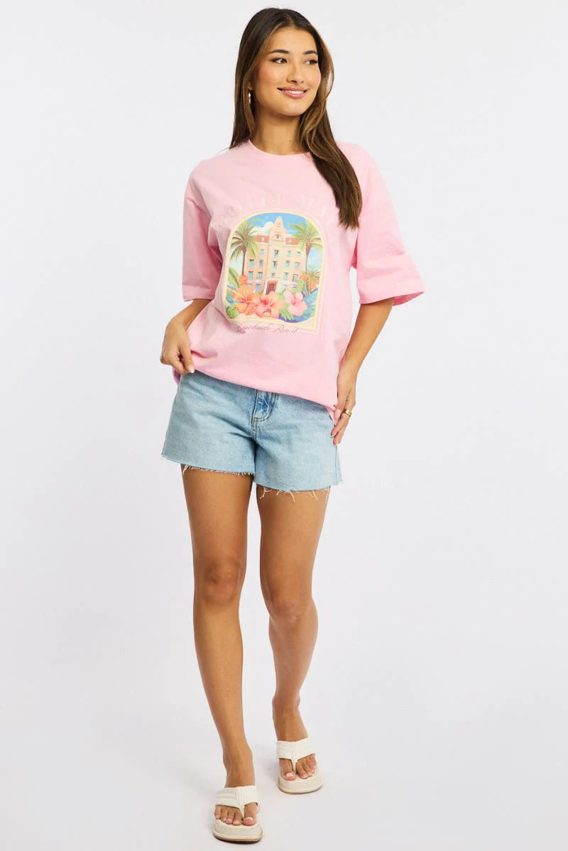 Pink Graphic Tee Short Sleeve - Image 2