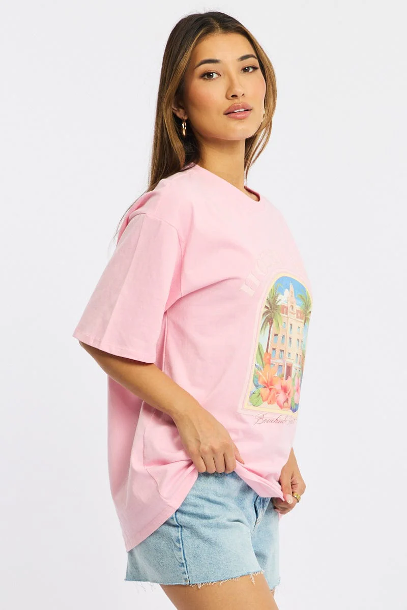 Pink Graphic Tee Short Sleeve - Image 3