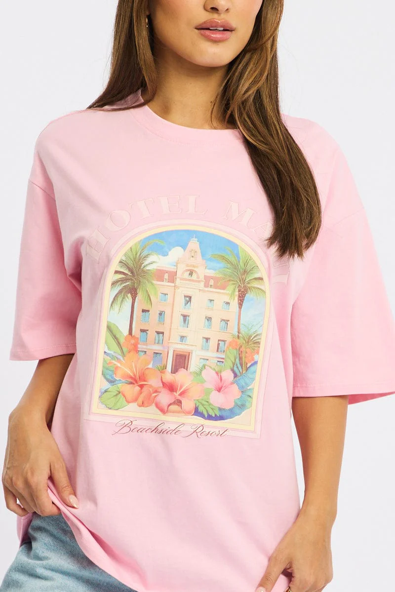 Pink Graphic Tee Short Sleeve - Image 5