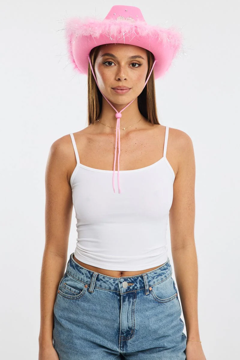Pink Heart Detail Festival Cowboy Hat - Image 2