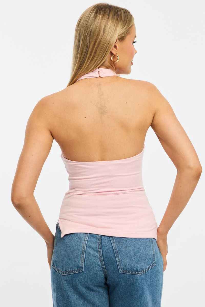 Pink High Neck Top Sleeveless - Image 4