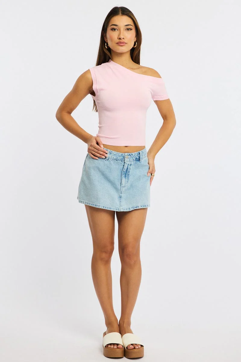 Pink Knit Top Off Shoulder - Image 2