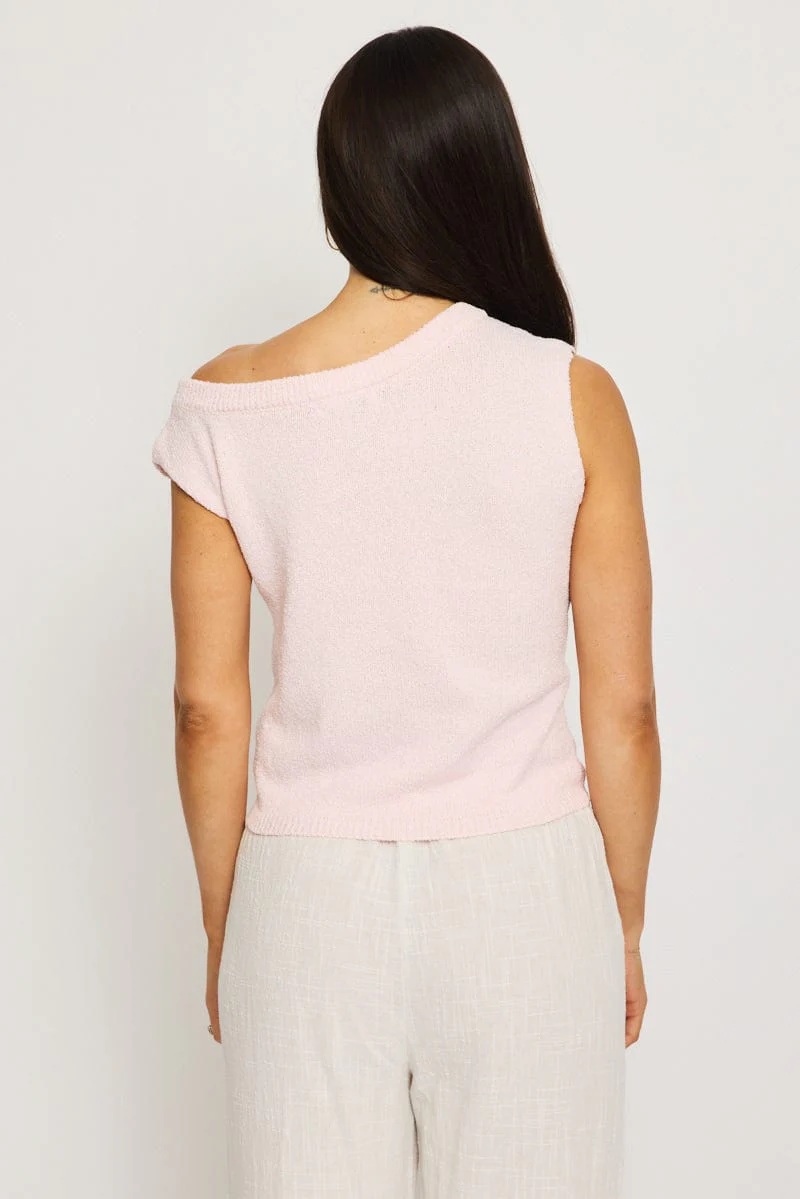 Pink Knit Top Off Shoulder - Image 3