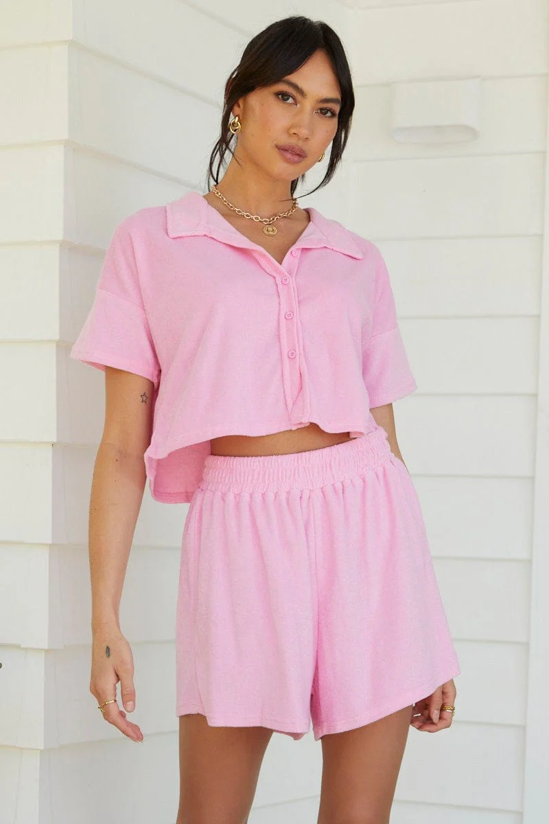 Pink Lounge Shirt Terry - Image 3