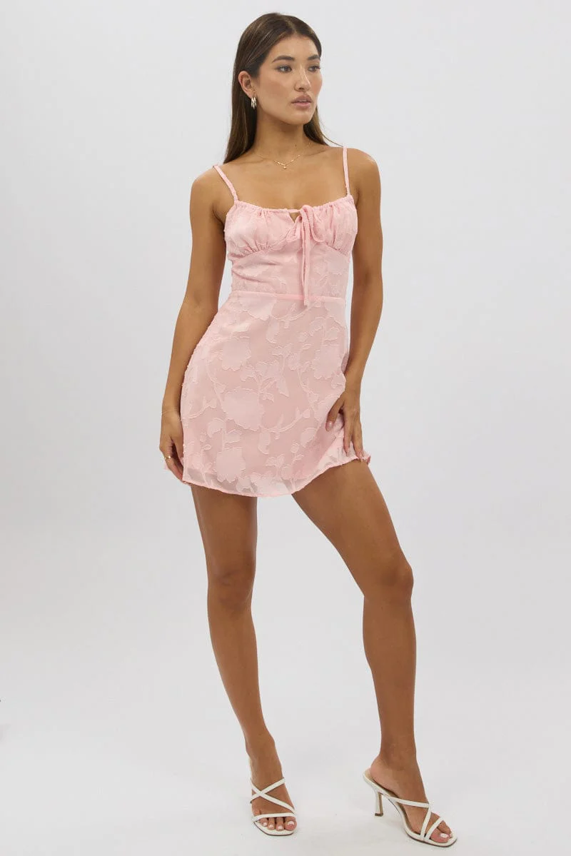 Pink Mini Dress Gathering Bust - Image 2
