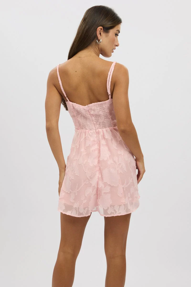 Pink Mini Dress Gathering Bust - Image 5