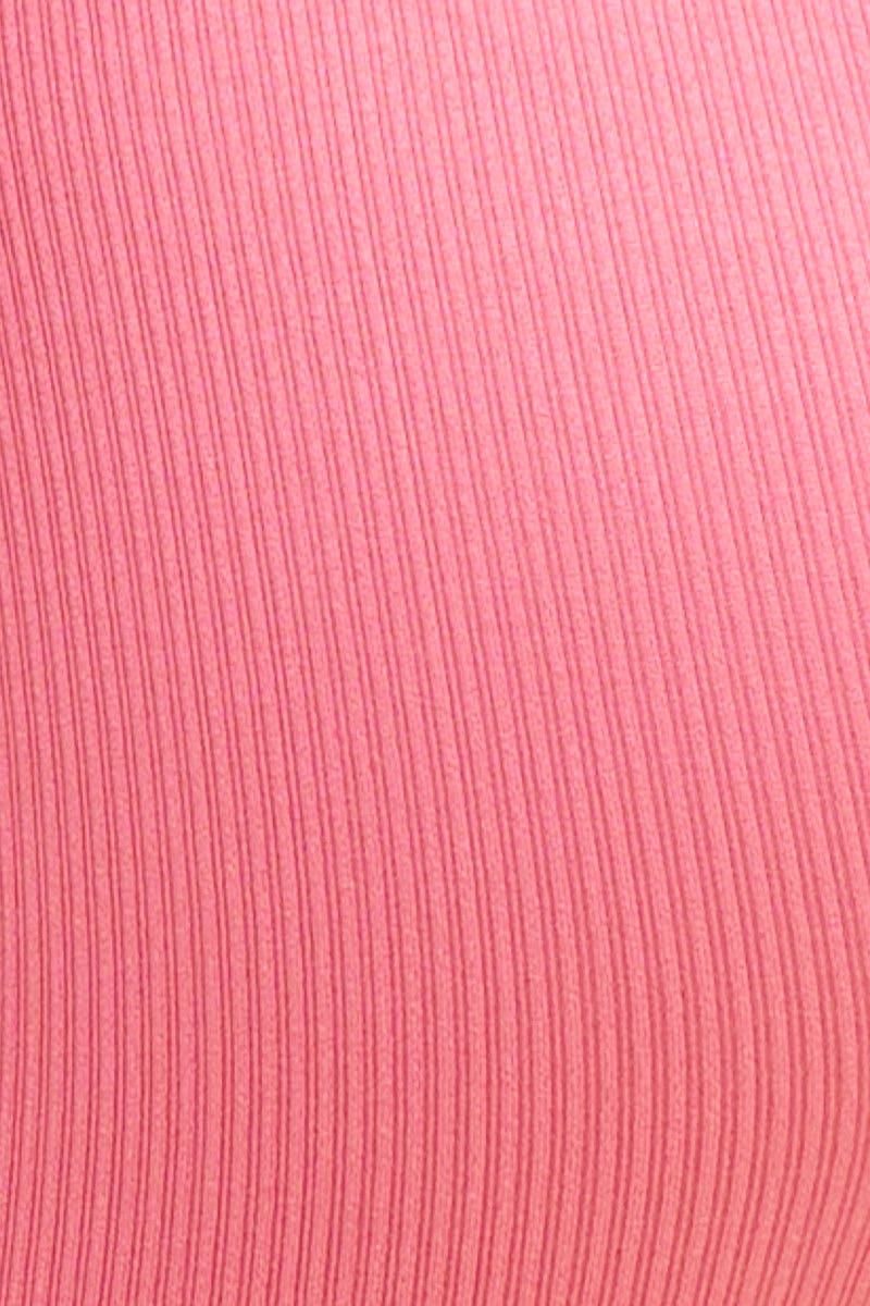 Pink Nico Seamless Rib Straight Neck Crop Top - Image 6