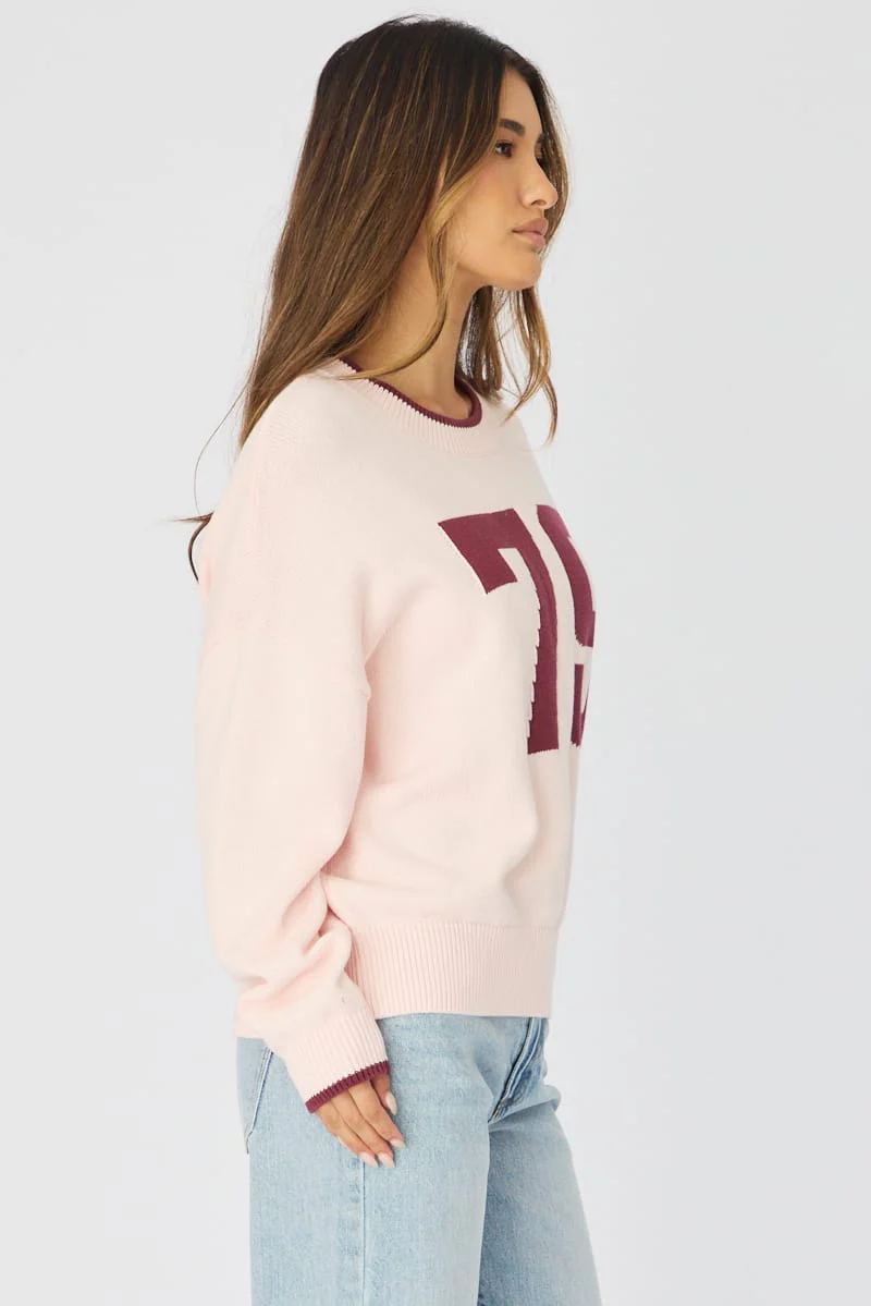 Pink Number Graphic Knit Sweater - Image 4