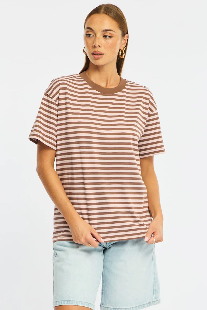 Pink Stripe Oversized Tee Short Sleeve - Image 4