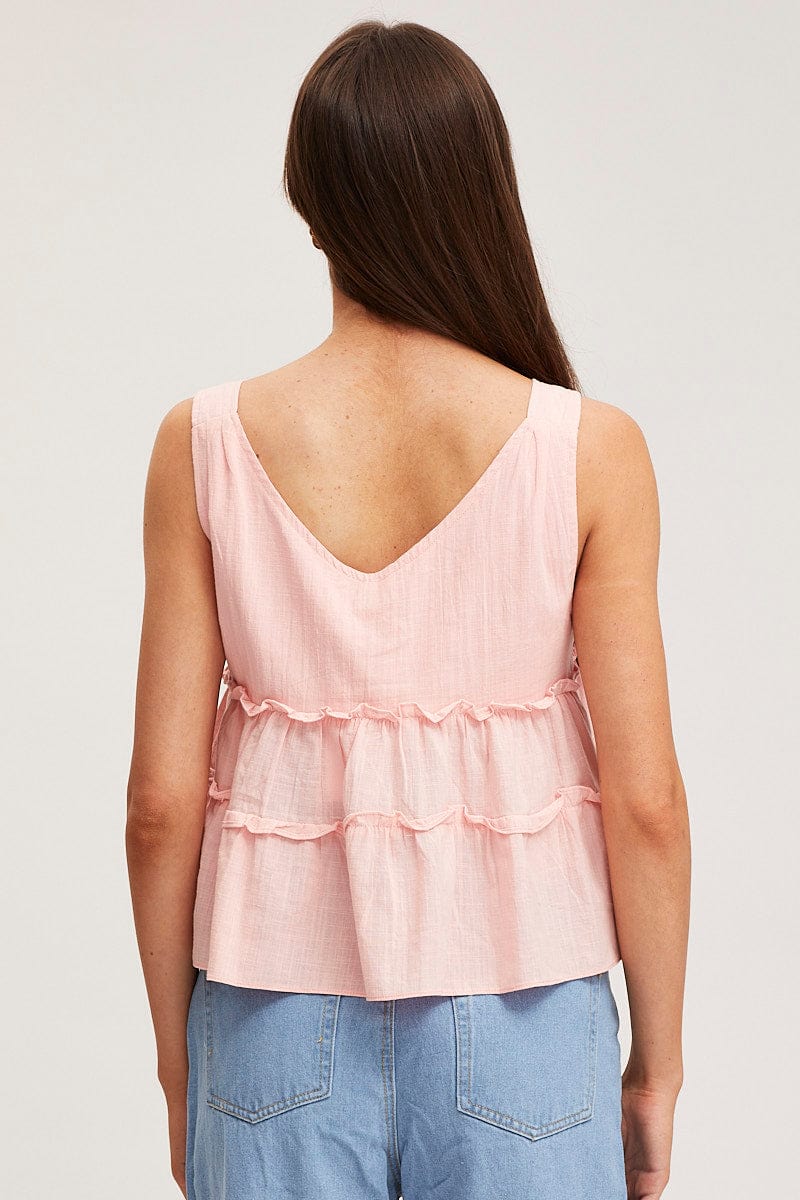 Pink Swing Top Sleeveless V-Neck - Image 5