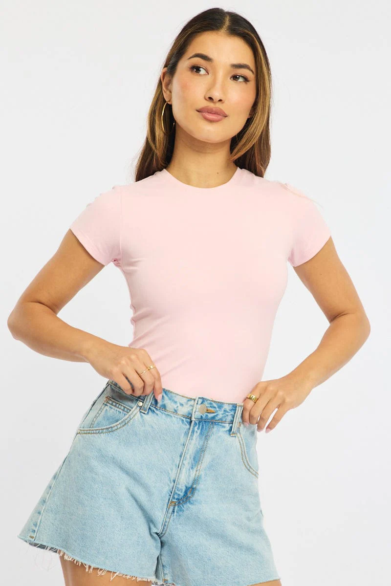 Pink T-shirt Cap Sleeve Supersoft - Image 3