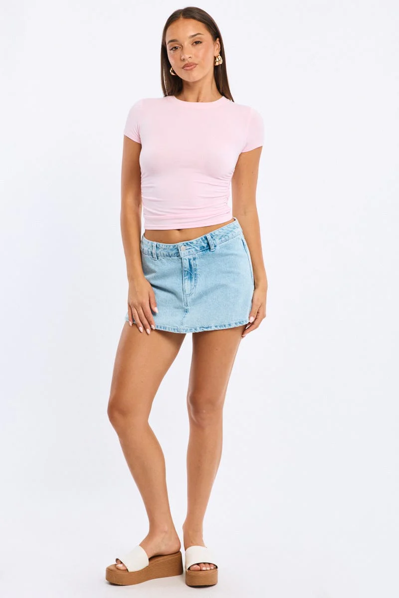 Pink T-shirt Short Sleeve Crew Neck Modal - Image 2