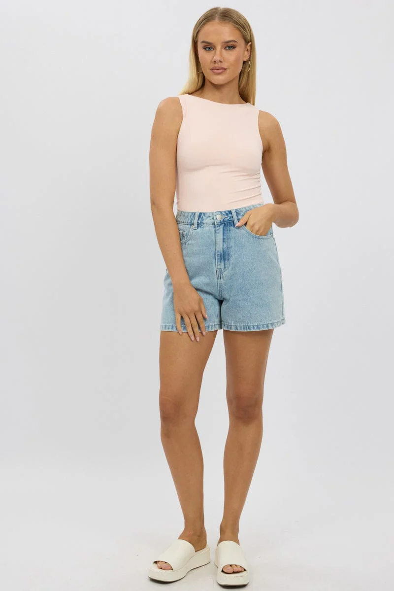 Pink Tank Top Sleeveles Boat Neck Supersoft - Image 2