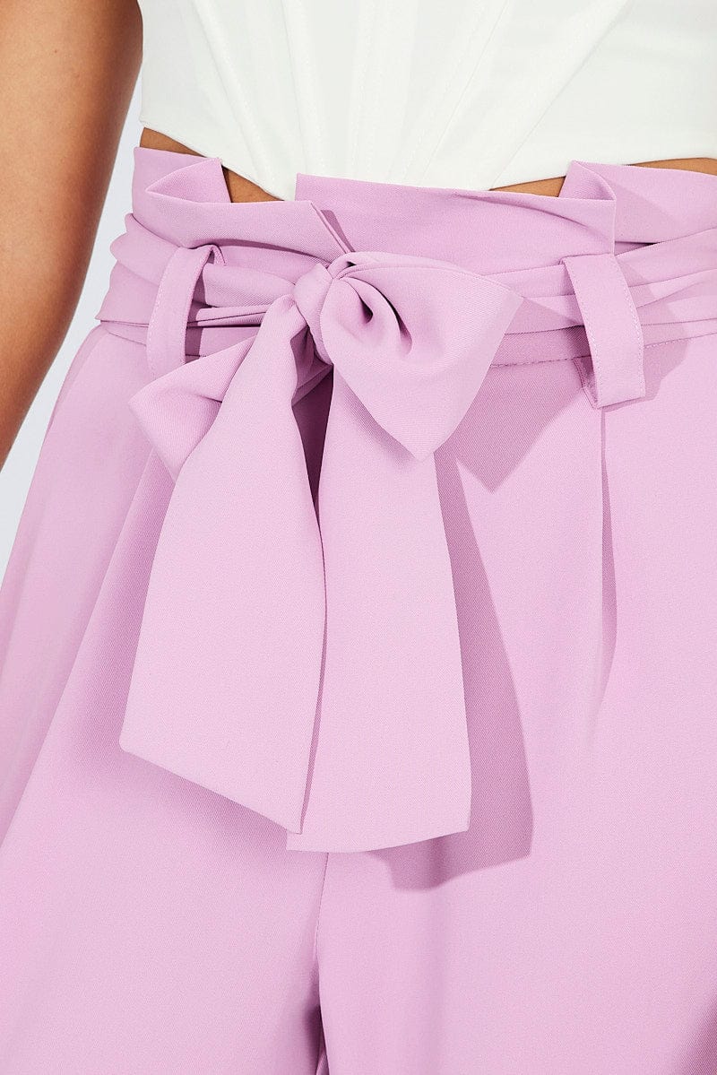 Pink Wide Leg Pants Paper Bag Waist - Image 6