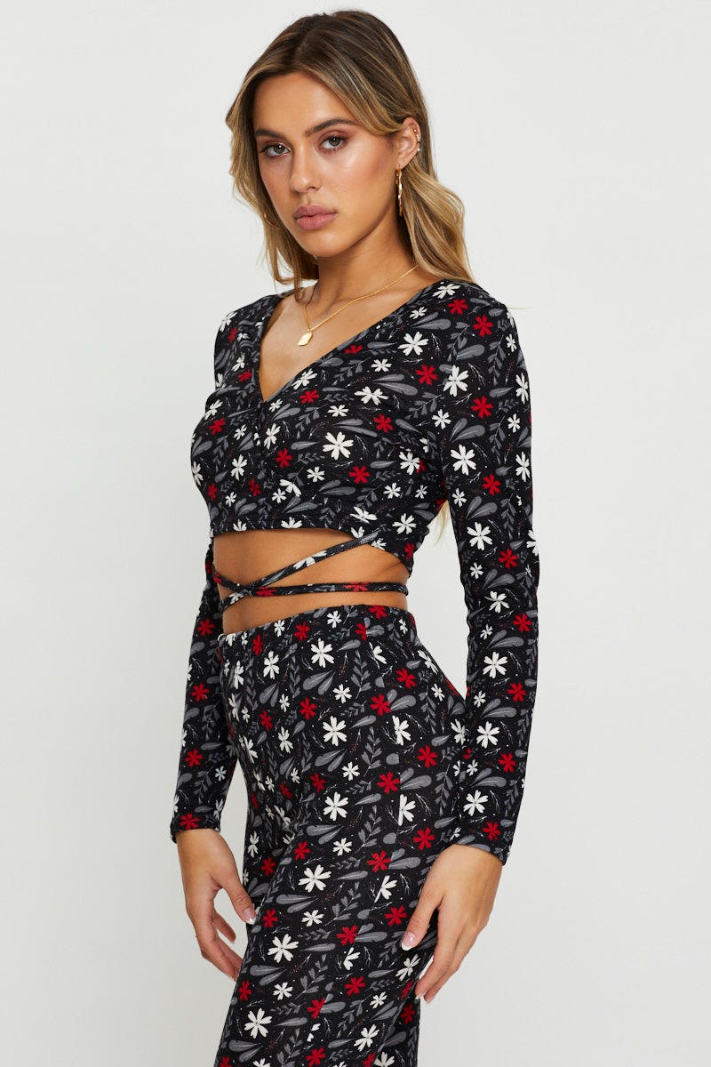 Print Crop Top Long Sleeve - Image 3