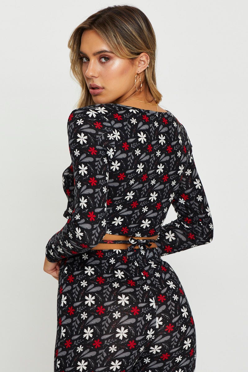 Print Crop Top Long Sleeve - Image 4
