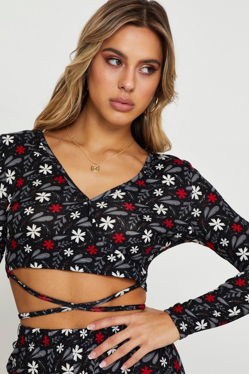 Print Crop Top Long Sleeve - Image 5