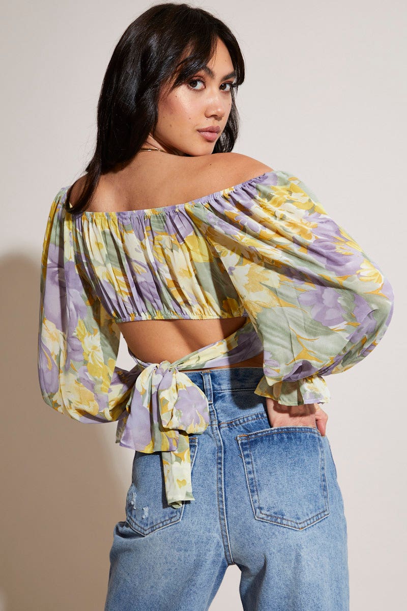Print Crop Top Long Sleeve - Image 3