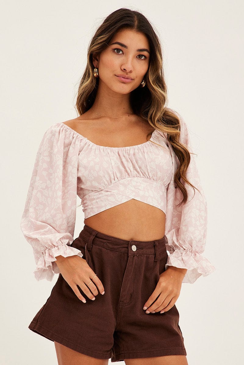 Print Crop Top Long Sleeve - Image 3