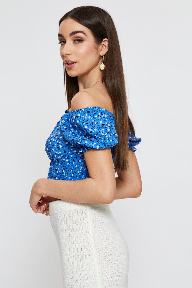 Print Crop Top Short Sleeve Sweetheart - Image 4