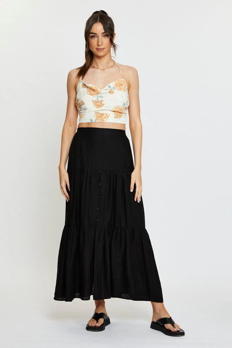 Print Crop Top Sleeveless Cowl Neck Satin - Image 3