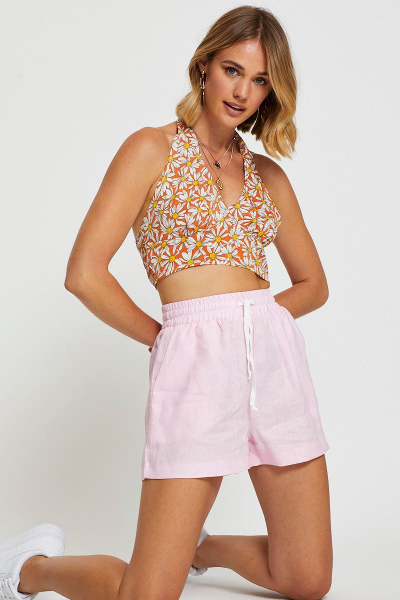 Print Crop Top Sleeveless Halter - Image 3