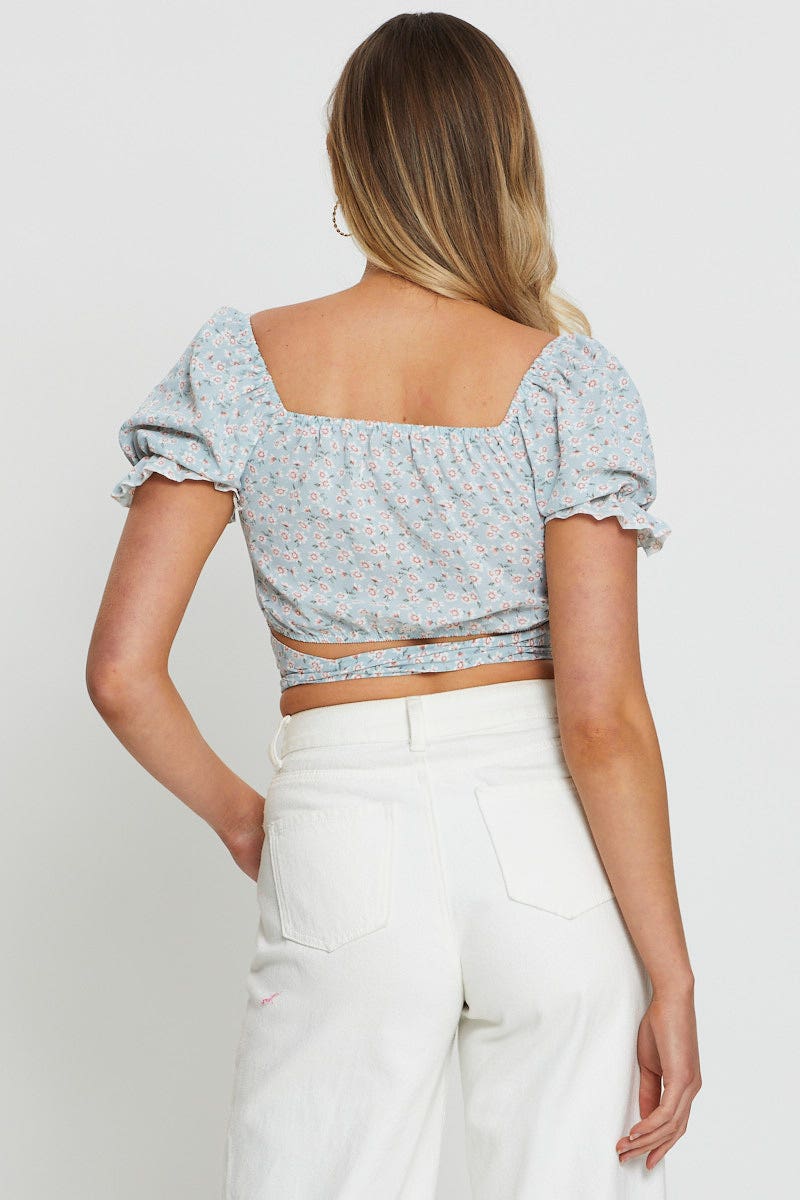 Print Crop Top Tie Up - Image 4