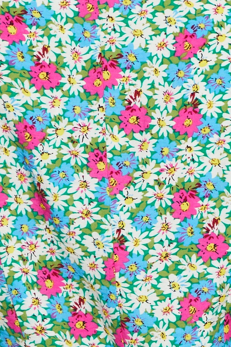 Print Fit And Flare Dress Short Sleeve V Neck - Image 6