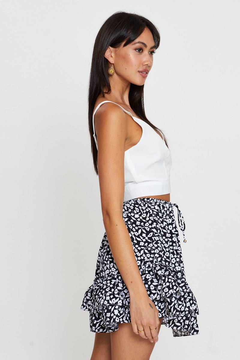 Print Flare Skirt Mini High Rise - Image 4