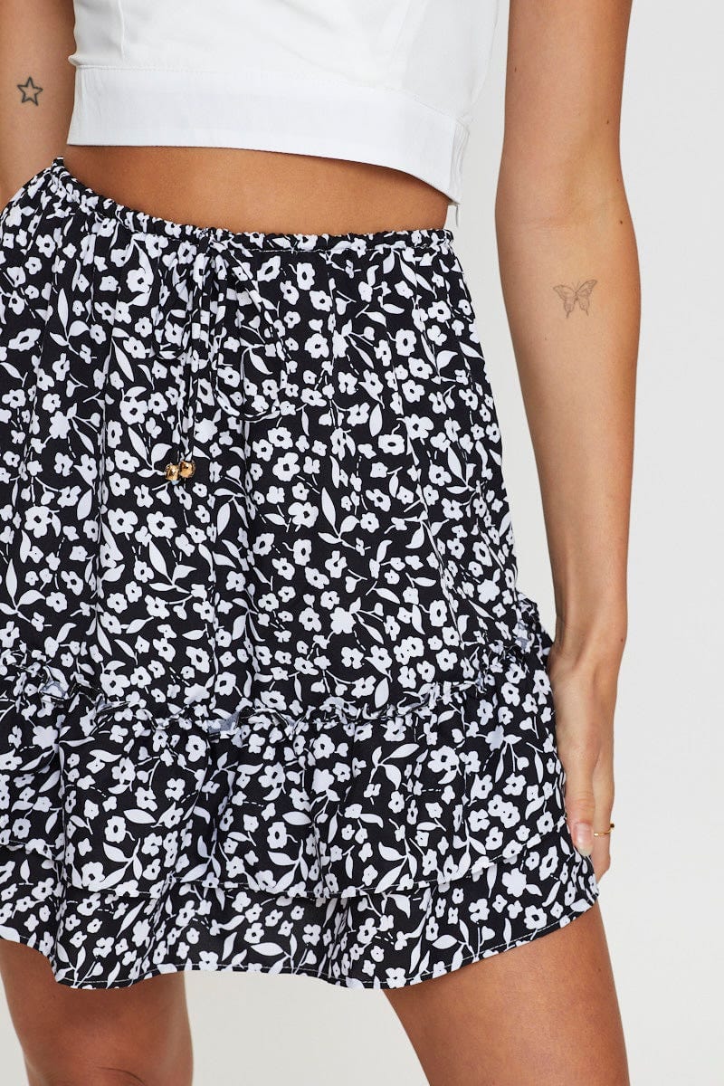 Print Flare Skirt Mini High Rise - Image 8