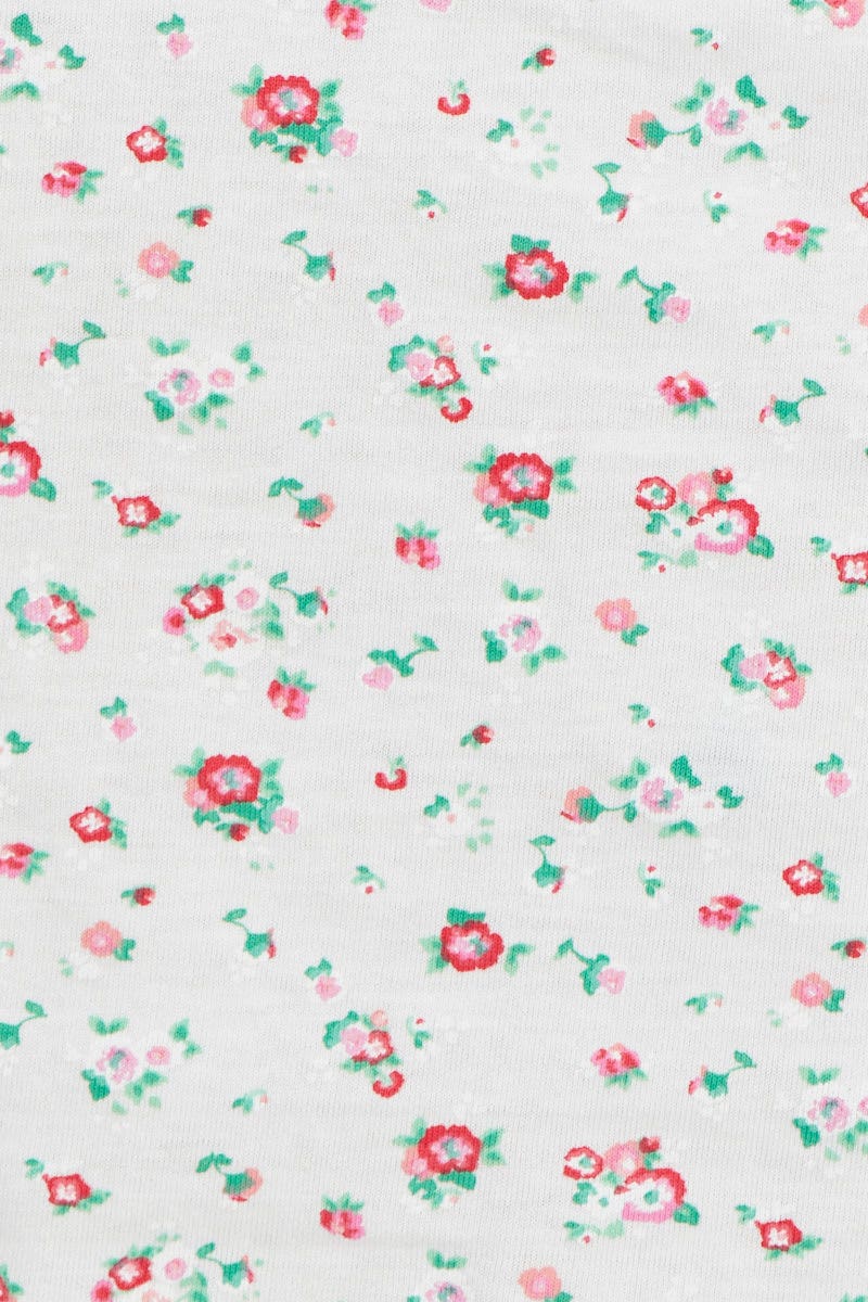 Print Jersey Ruched Floral Singlet With Drawcord - Image 6