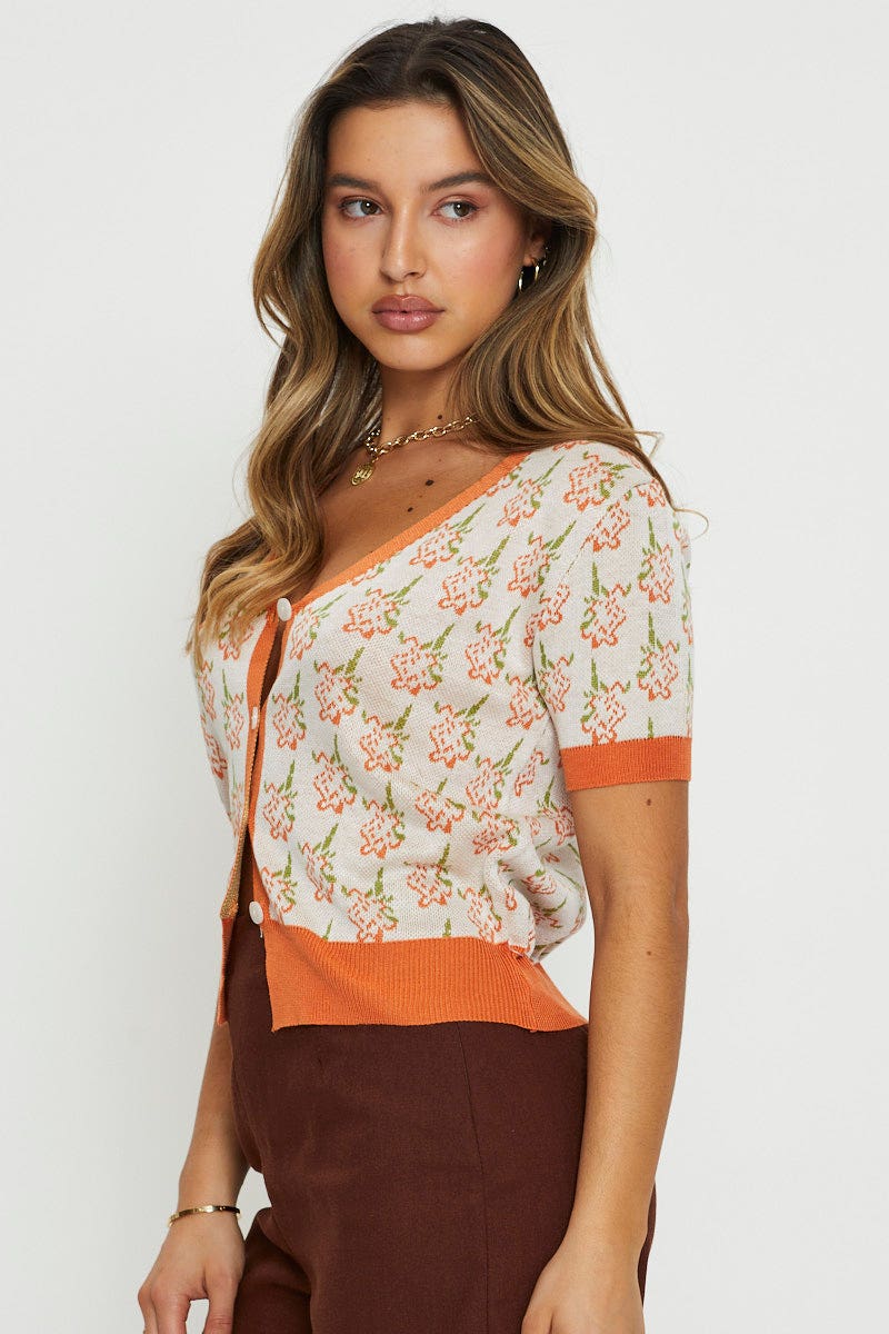 Print Knit Top Short Sleeve - Image 5