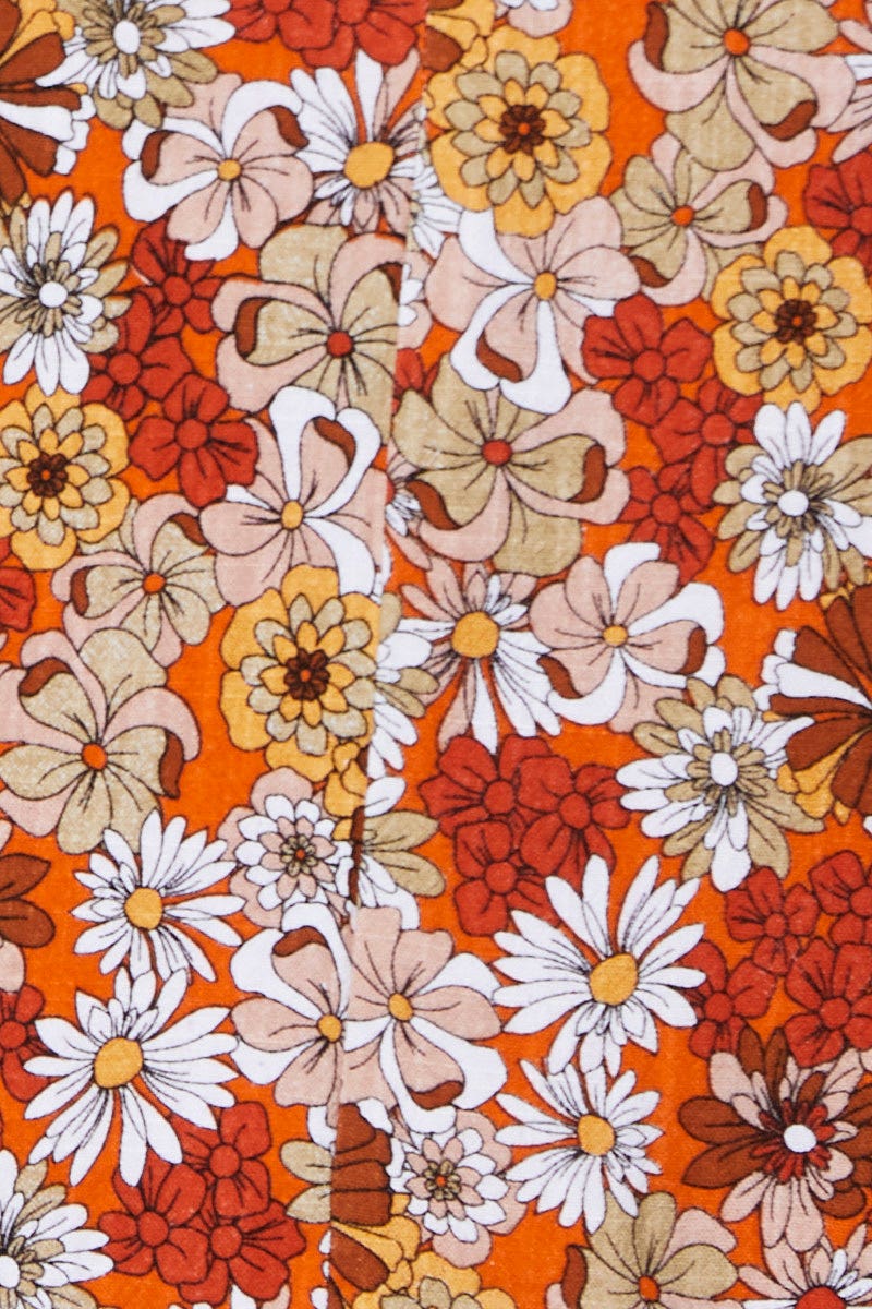 Print Linen Blend Floral Print Front Split Mini Skirt - Image 6