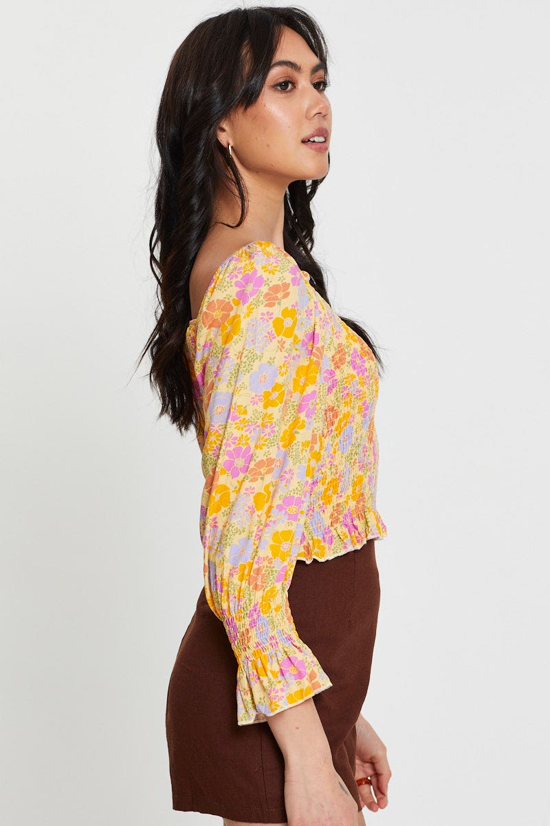 Print Peasant Blouse Long Sleeve - Image 4